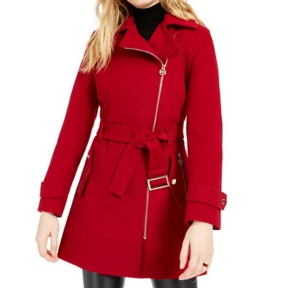 macys michael kors asymmetrical belted coat